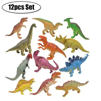 

12 Pcs Mini PVC Dinosaur with Sound Play Set, Assorted Realistic Small Dinosaur Figure Model Toy for Kids and Toddlers