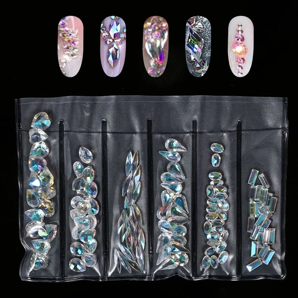 

1 Pack AB Glass Nail Rhinestones Diamond Teardrop Horse Eye Crystals Stones Shiny Gems Manicure Nails Art Decorations Jewelry
