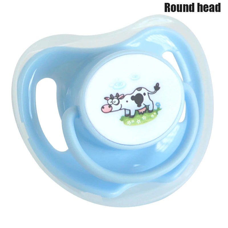 Round head blue Новая детская силиконовая соска Соска-пустышка мягкая соска с крышкой удобный подарок - Цвет: Round head blue