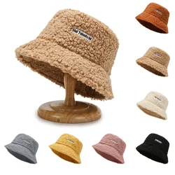 Lamb Wool Faux Female Fisherman Hat Fur Warm Thicken Teddy Velve Hats Faux Fur Autumn Winter Women's Bucket Hat Panama Lady Caps