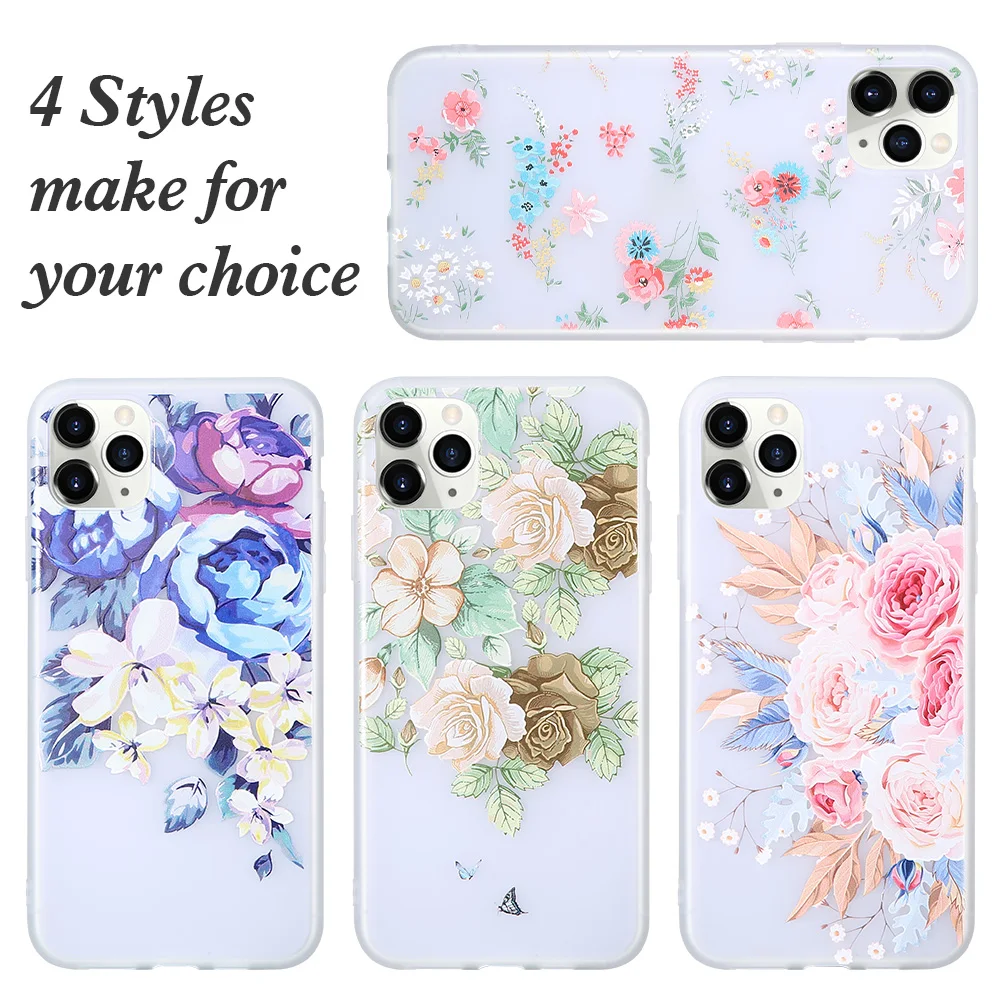 Чехол KISS TPU Цветочный чехол для iPhone 11 Pro Max противоударный телефона 5S se 6 7 8 Plus XS XR
