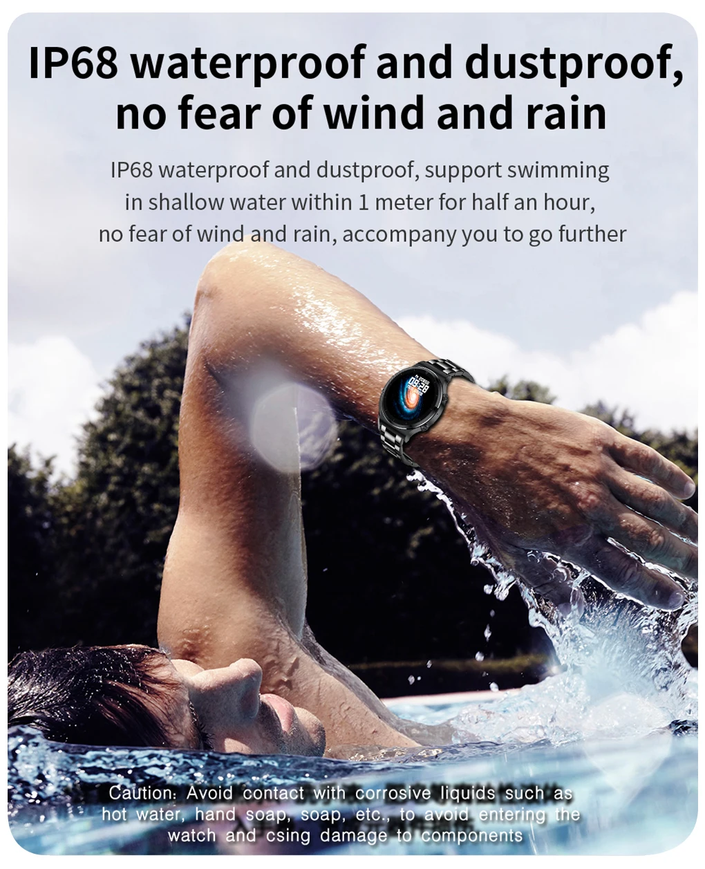 2021 New Smart watch Men's IP68 waterproof watch Multiple sports mode Heart rate Weather forecast Bluetooth call Men smart watch