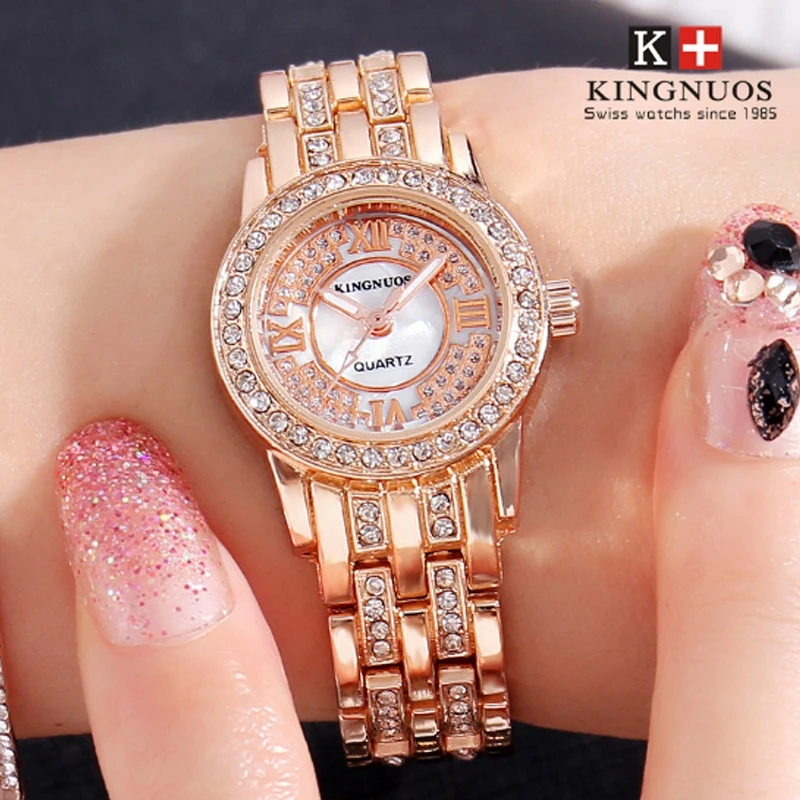 

KINGNUOS Original Women Watch Gold Bracelet Watches for Lady Fashion Dress Style Watch Resistant Quartz Clock Relogio Feminino