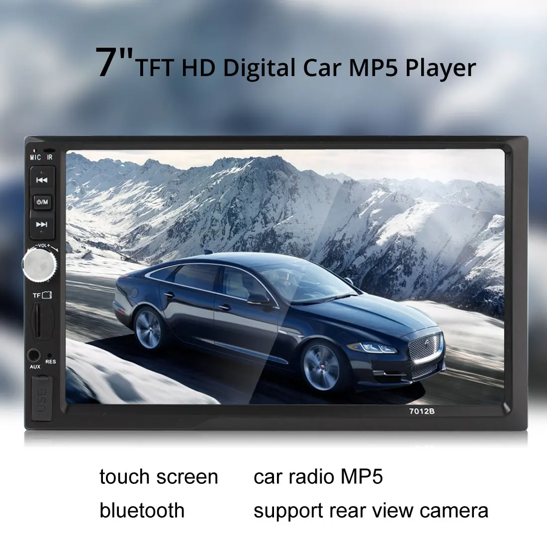 

7012B 7 Inch Black Fashionable Bluetooth TFT Display Screen Car Audio Stereo MP5 Player 12V Auto 2-Din Support AUX FM USB SD MMC