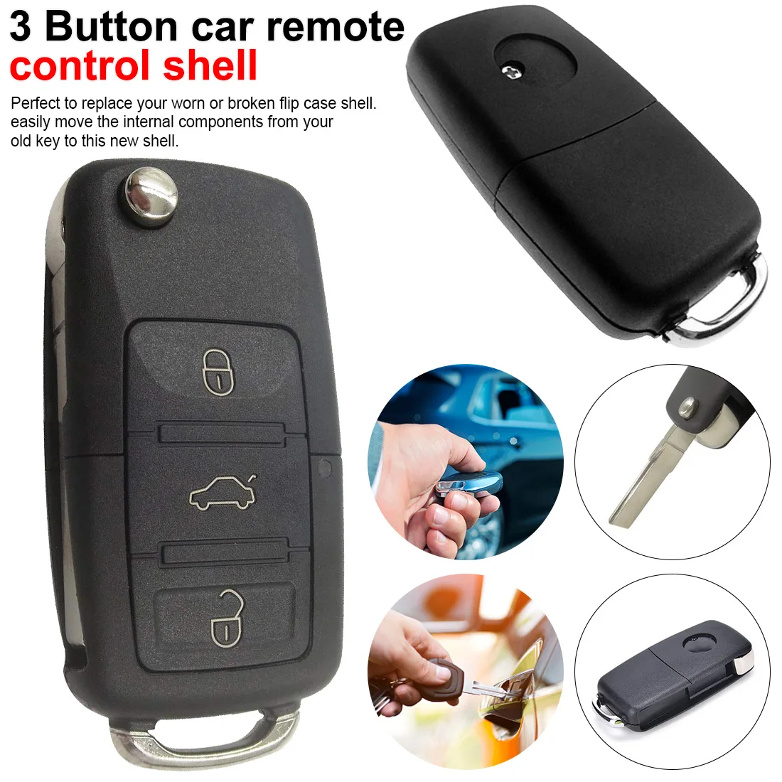 

For Volkswagen B5 car folding key shell car remote control shell universal models replace key with 3 Button remote car key