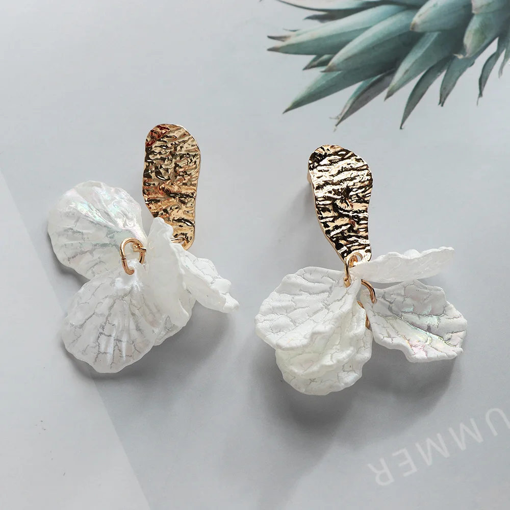 Белый корпус сплав лепесток цветок Bloem серьги гвоздики для женщин винтажные ювелирные изделия Корея Свадьба модные ювелирные изделия