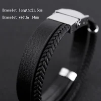 Leather Bracelet Blank For Engrave Stainless Steel Plate To Engrave Layer Leather Bracelet Bangles For Men Wholesale 10pcs 2