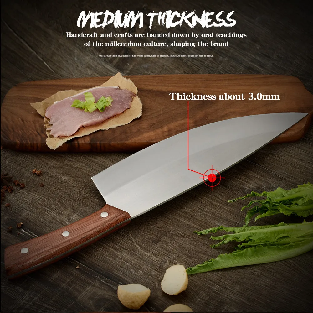 不锈钢黄花梨木三钢钉9.5寸屠宰切肉刀4cr13英_09