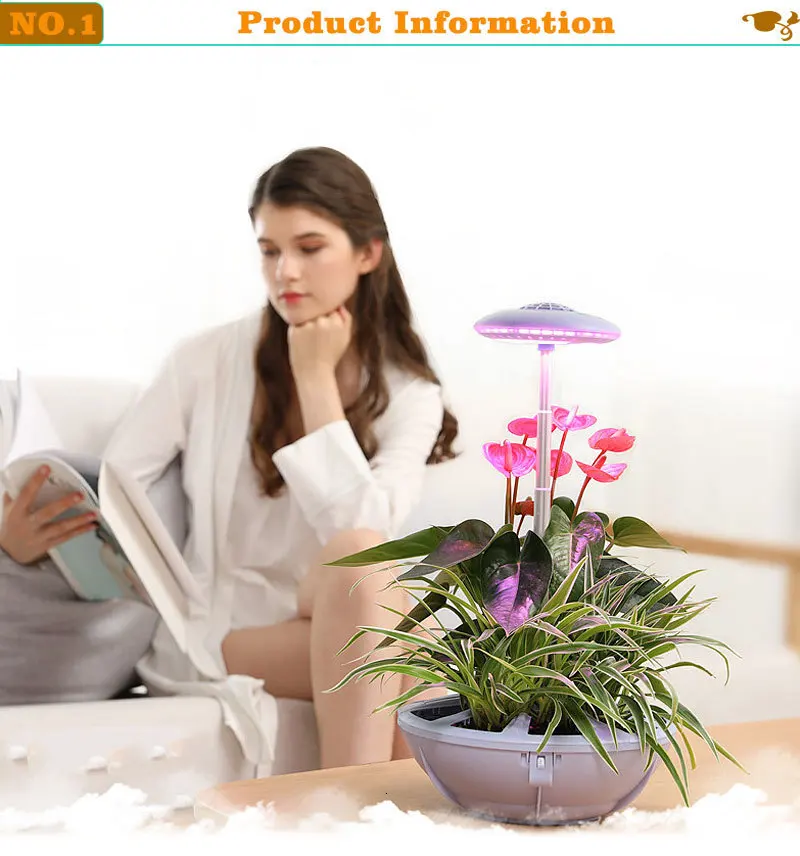 Интеллектуальный светодиодный светильник в горшках для комнатных цветов и овощей, горшок для растений, гидропонная коробка для посадки, портативный пластиковый цветочный горшок