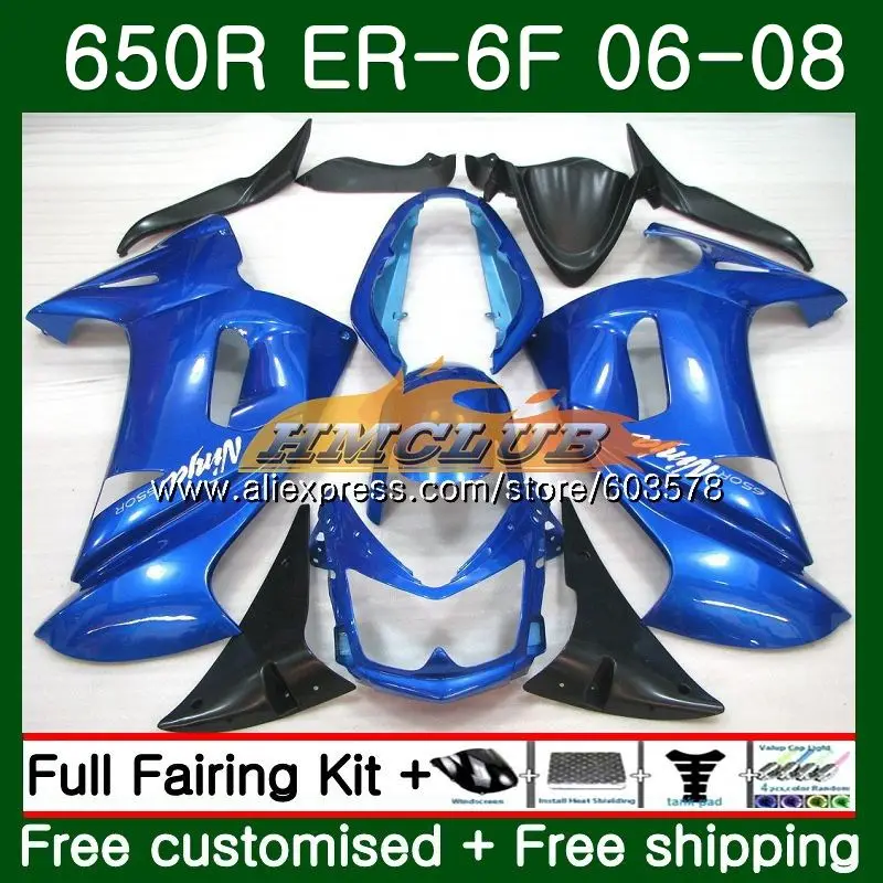 Средства ухода за кожей для KAWASAKI NINJA 650R ER6 F 650 ER6F 06 07 08 синий 27CL. 77 Ninja650R ER-6F 06-08 ER 6F 2006 2007 2008 Обтекатели - Цвет: No. 1