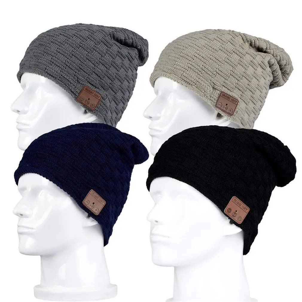 Wireless Bluetooth 4.2 Smart Cap Warm Winter Beanie Hat Multifunction Headphone Headset Speaker Mic Thickened Velvet Hat
