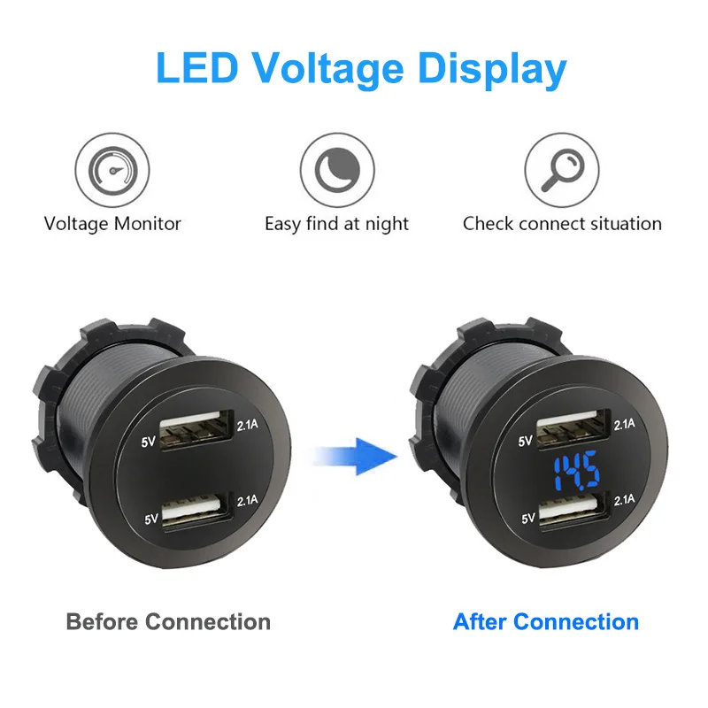  USB      ܼƮ , LED  а , ڵ Ʈ , 4.2A, 12V, 24V