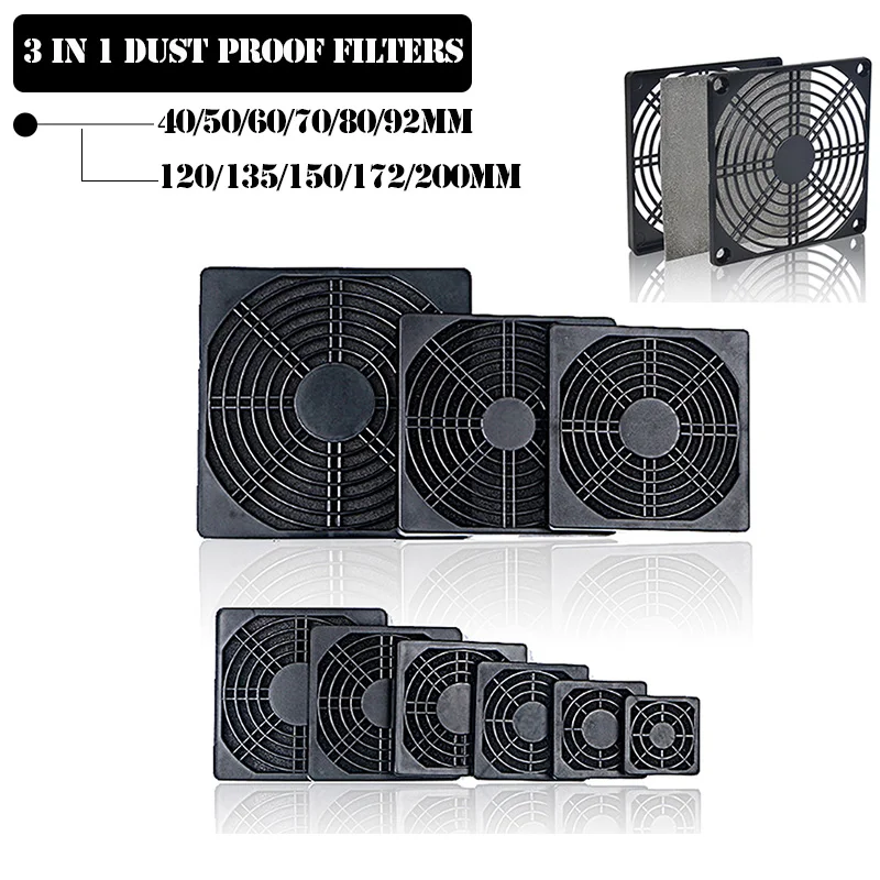 Ventilador de Resfriamento de Metal Peças Grelha de Resfriamento Cobertura de Computador 30 mm 40 mm 50 mm 60 mm 70 mm 80 mm 90 mm 120 mm 135 mm 140 mm 170 mm 200 mm - Imagem 3