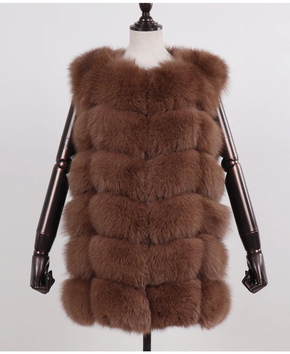 womens parka Russian Lady 100% Natural Real Fox Fur Vests Women Winter Warm Real Fox Fur Gilets Whloeskin Fluffy Genuine Fox Fur Waistcoats long puffer coat womens