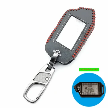 

2019 Hot Sale Two Way LCD Remote Leather Key Fob Case For Sher-khan Mobicar A Mobicar B Russian Version 2 Way Car Alarm System