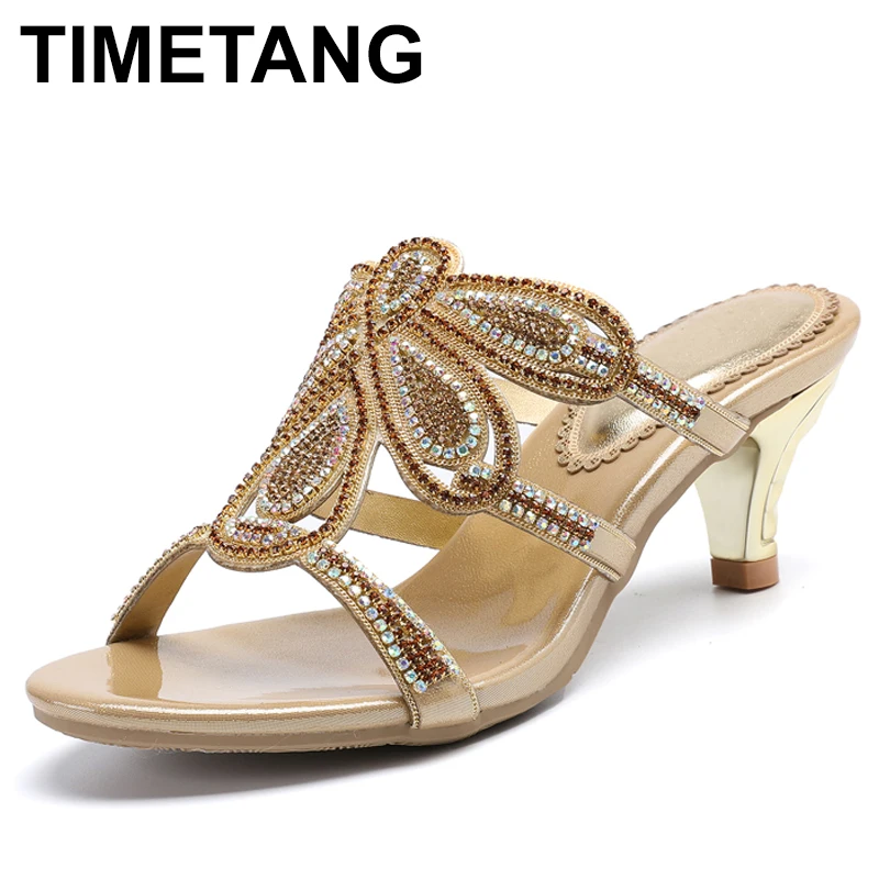 TIMETANG 2021 новые стразы Босоножки Цвета: золотистый фиолетовый Цвет красный черный