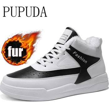 

PUPUDA snow boots men sneakers men with fur winter new waterproof sport shoes men trend casual high top shoes male outdoor comfy