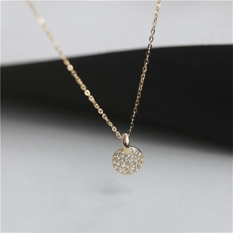 925 Sterling Silver French Simple Pavé Crystal Brand Pendant Clavicle Chain Necklace Women Classic Plating 14k Gold Jewelry Gift - Image 5