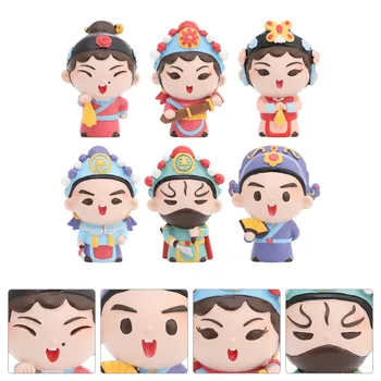 

6pcs Chinese Opera Adornment Cartoon Decor Cake Topper Opera Character Ornament for Dessert Decor Gift Home