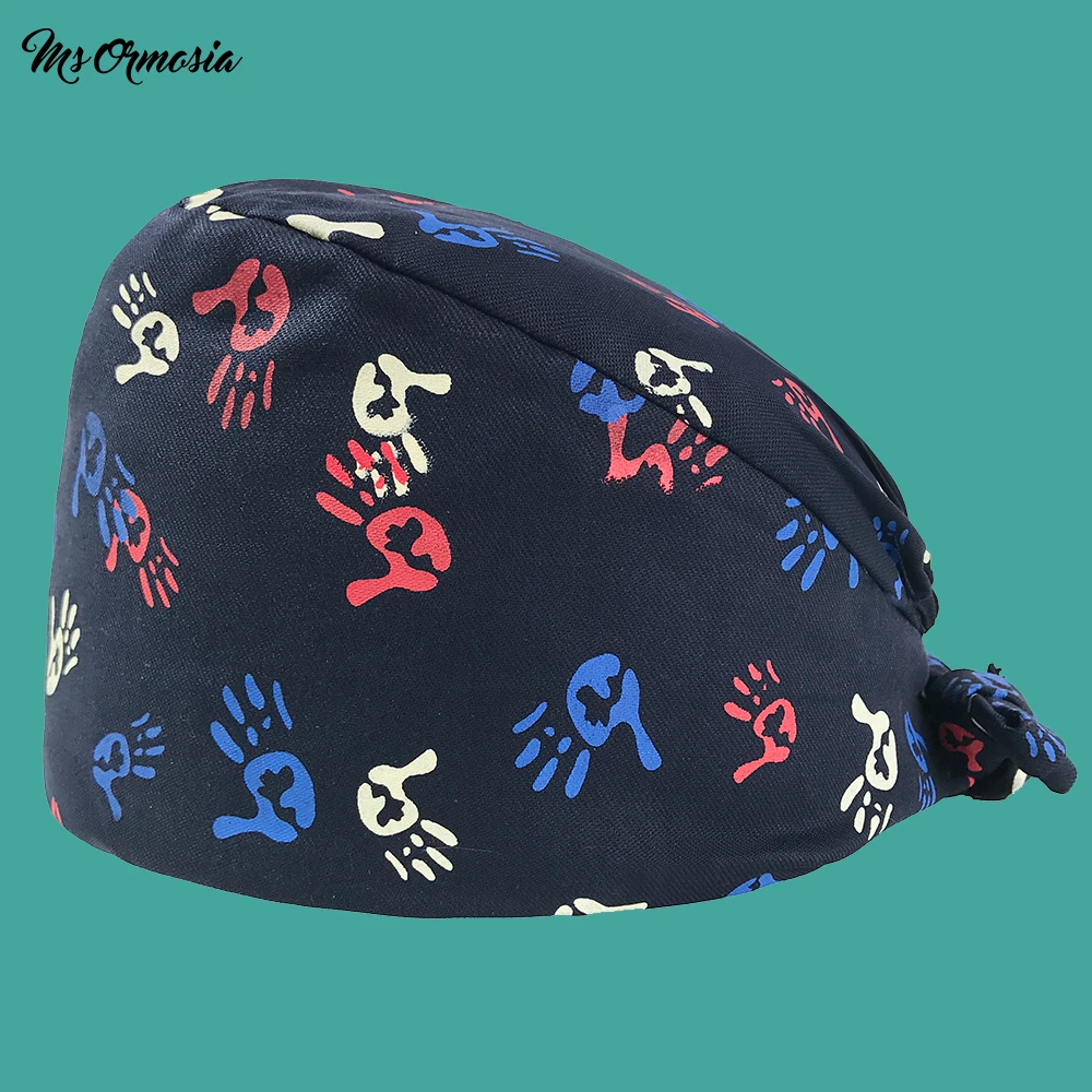 

wholesale Cartoon printing Medical Hospital Laser Eye Operating room Work Cap Elastic Bandage Unisex surgical nurse doctor hat