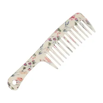 

Big Width Teeth Hair Comb Leaf Flower Printed Comb Detangle Straight Hairbrush