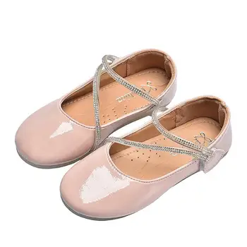 

New Spring Autumn Girls Princess shoes Fashion Rhinestone Dance shoes flat heels Children Leather Shoes For Casual Party