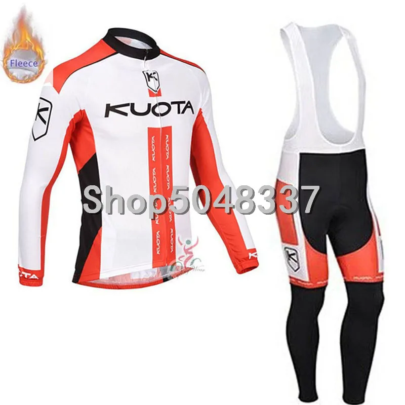 

KUOTA 2019 Winter Thermal Fleece Cycling Clothes Men Long Sleeve Jersey Suit Outdoor Riding Bike MTB Clothing Bib Pants Set