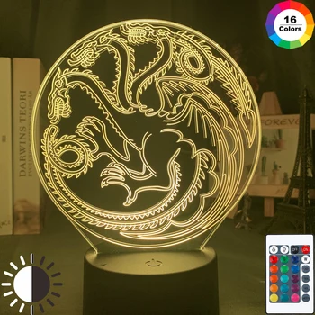 

Led Night Light Game of Thrones House Targaryen Family Emblems Kids Bedroom Nightlight Cool Birthday Gift for Child Room Lamp