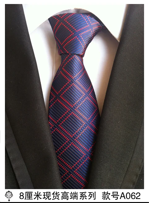 Шелковый плотный тканевый Галстук Пейсли для мужских галстуков дизайнерские модные мужские галстуки 8 см темно-синий и красный полосатый галстук свадебное платье - Цвет: A062