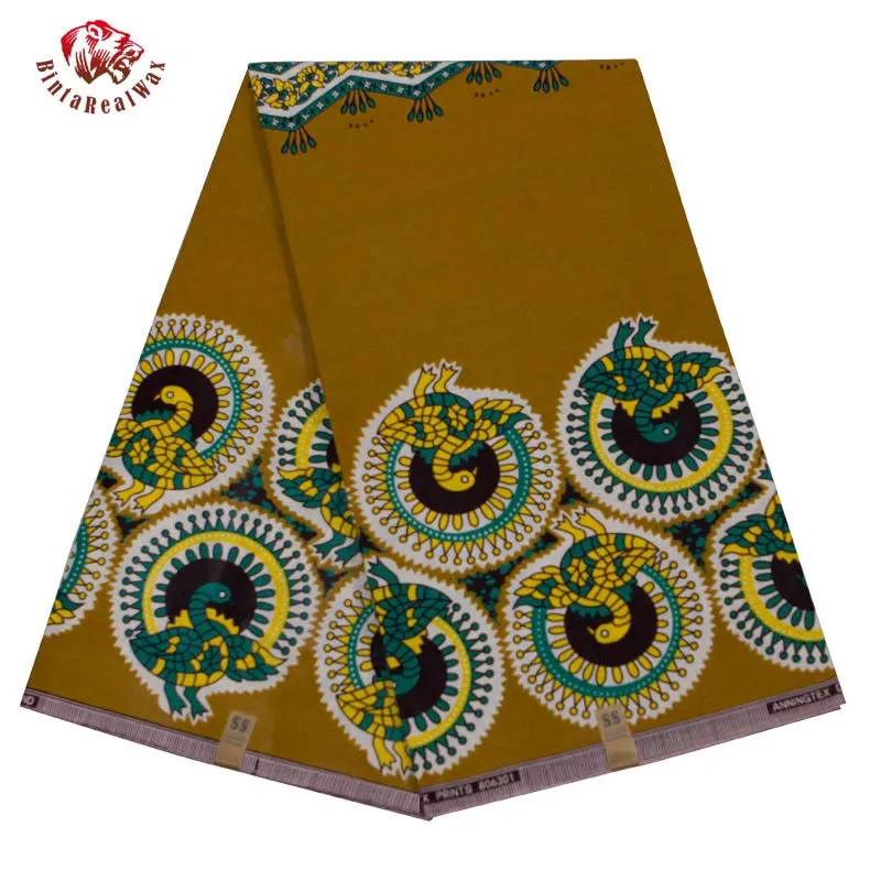 Африканский воск печати хлопчатобумажной ткани в африканском стиле фут BintaRealWax батик ткань дышащая хлопковая ткань высокого качества; для вечерние платье 24fs1254