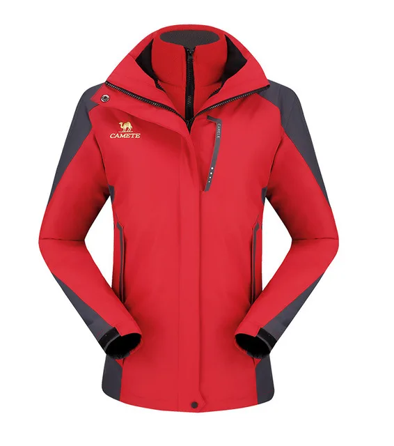 Лыжный костюм для женщин, куртка для сноуборда, комплекты, утолщенные теплые ветрозащитные женские зимние костюмы, уличные дышащие водонепроницаемые лыжные куртки - Цвет: Red