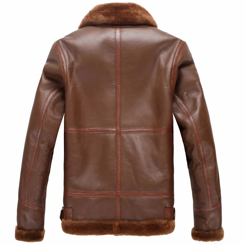 

Leather Jacket Real Vintage Short Winter Men Sheep Shearling Fur Coat Wool Jackets Veste Homme 1363 YY626