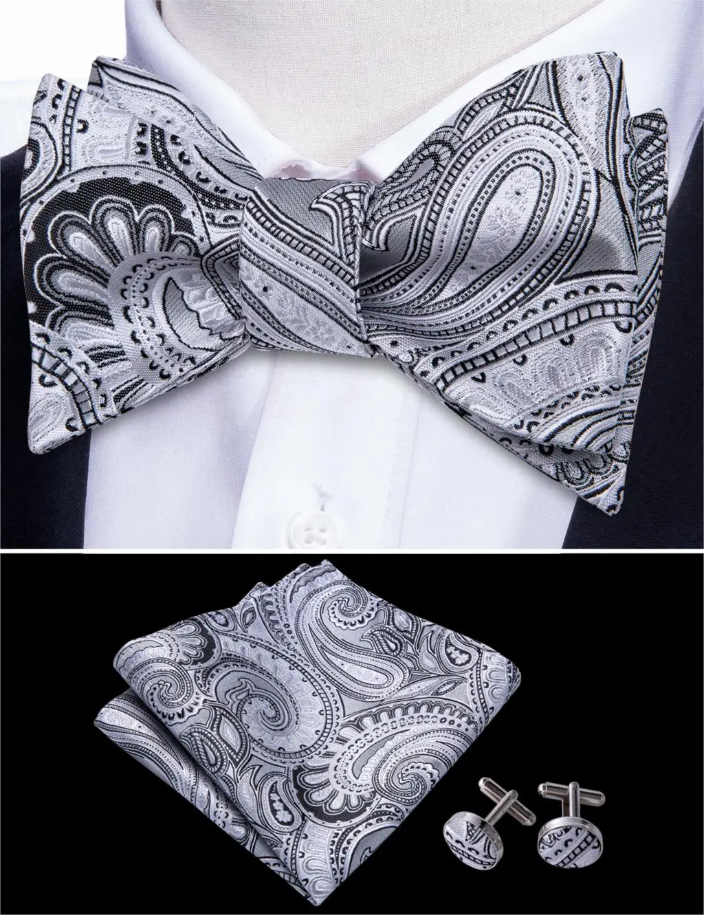Самостоятельно галстуки-бабочки для мужчин, шелковый галстук-бабочка, темно-зеленый дизайнерский галстук, запонки, воротник для костюма, съемный галстук, Барри. WangLH-1012 - Цвет: LH-1033