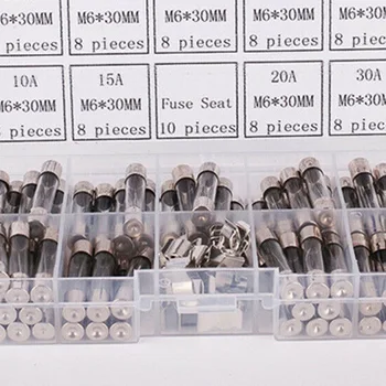 

72pcs 0.5A-30A Electronic Glass Tubes Fuse Assorted With Fuse Holders Set 6x30mm