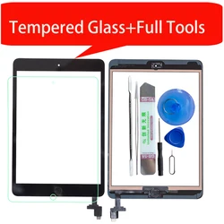 Écran tactile pour iPad Mini1 mini2 A1432 A1454 A1455 A1489 A1490, avec connecteur de puce IC Flex, bouton de touche, verre trempé 