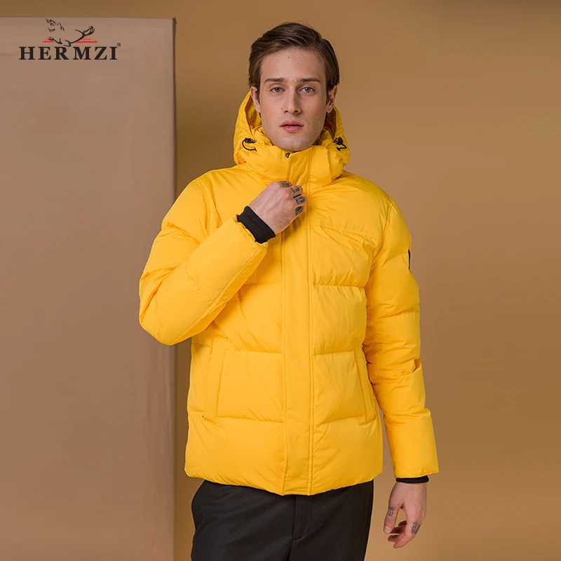 HERMZI 2020 Men Winter Jacket Cotton Padded Coat Parka Men Thick Warm Winter Jackets Coats Yellow Detachable Hood Russian Size HERMZI 2020 Men Winter Jacket Cotton Padded Coat Parka Men Thick Warm Winter Jackets Coats Yellow Detachable Hood Russian Size
