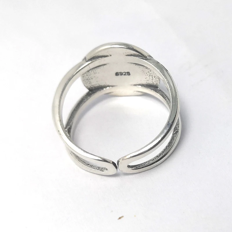 Винтажное портретное круглое кольцо для монет, корейское 925 пробы Серебряное кольцо, популярное женское ретро кольцо с буквами, Большие широкие геометрические Открытые Кольца