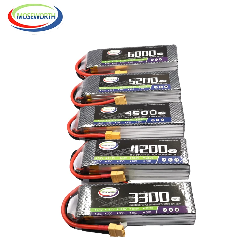 RC LiPo аккумулятор 4S 14,8 V 4500mAh 60C для радиоуправляемых моделей самолетов, квадрокоптеров, вертолетов, автомобилей, дронов, 14,8 V RC батареи LiPo 4S AH