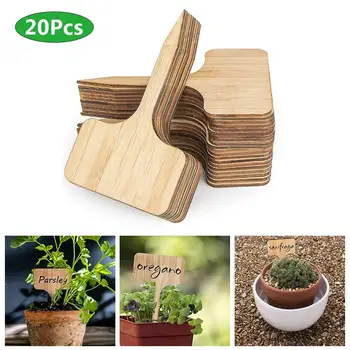 

20pcs Bamboo Plant Labels T-shaped Garden Plant Markers Tag Garden Plant Sign Tags Nursery Pots Markers Garden Plant Markers