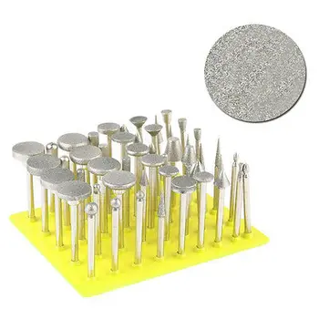 

50Pcs Diamond Coated Grinding Grinder Head Glass Burr For DREMEL Rotary Tools