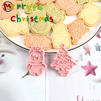 

Christmas Cookie Cutter Baking Accessories Kitchen Tools Cake Decorating for Party Cookie Stamp Plastic Christmas Cookie Mould