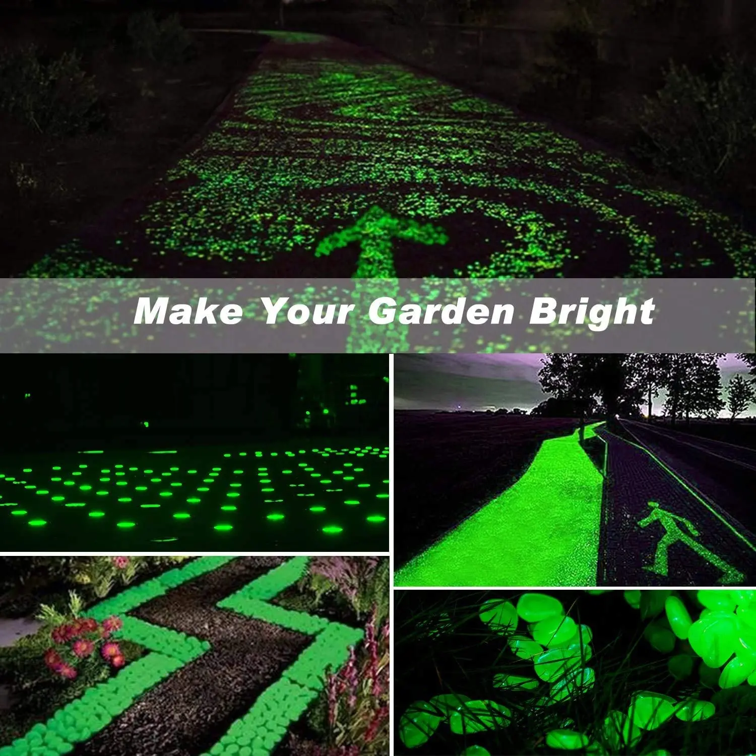 100Pcs Glow In The Dark Stones Resin Garden Glow Pebbles Indoor Outdoor Decorative Garden Fish Tank Aquarium Luminous Stones
