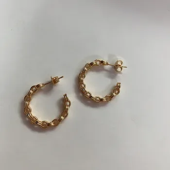 

Cool European and American retro chain design ring earrings earrings earrings East Gate fashionable small earrings