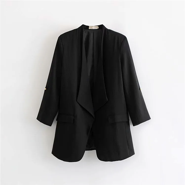 

C1482-8957 Small Suit Spring 2019 Trend New Style Fold-down Collar Solid Color Loose-Fit Long Sleeve Versatile Coat Women's