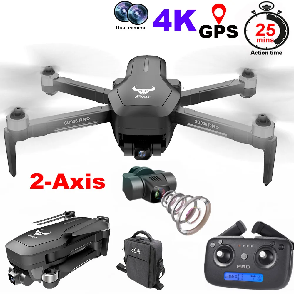 KCX SG906PRO Профессиональный GPS Дроны с Камера HD 4K 5G Wi Fi FPV 1200M 2 Ось Gimbal Дрон бесщеточным