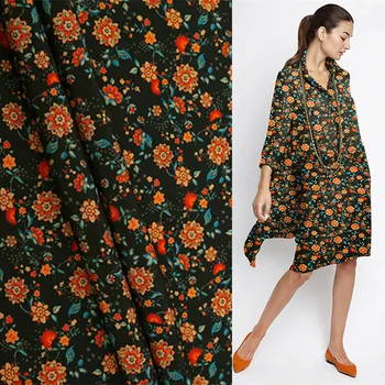 

Gambiered Canton Gauze mulberry silk crepe de chine fabric cloth 138 cm width 14 mm printed shirt sewing fabric for dress