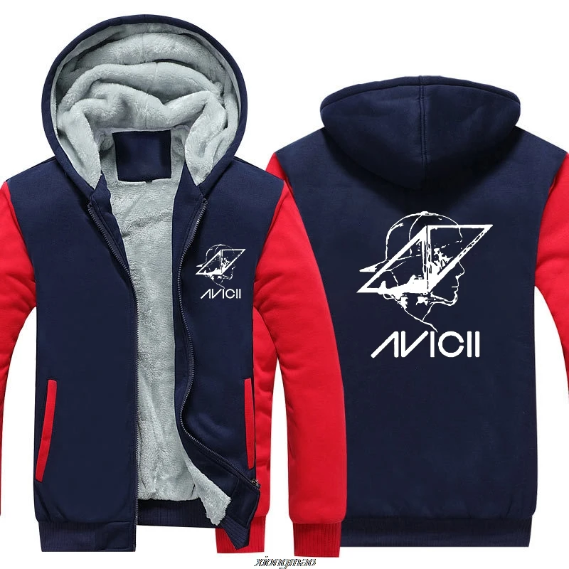 Новые музыкальные DJ AVICII; сезон осень-зима с принтом хлопковые толстовки с капюшоном, модный утепленный комплект AVICII Длинные рукава с капюшоном, пуловер, Свитшот - Цвет: Красный