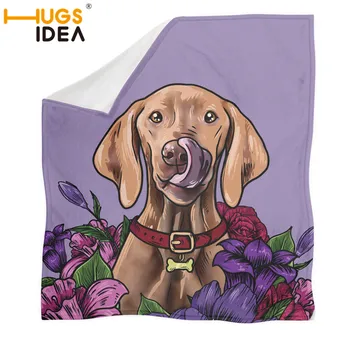 

HUGSIDEA Lovely Dog Print Fleece Sherpa Blanket Soft Throw Blankets Flannel Bed Blanket Spring/Winter Sofa/Couch TV Blanket