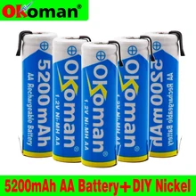 Ni-mh 1,2 V AA перезаряжаемая батарея 5200mah nimh cell Green shell со сварочными вкладками для Электробритва Philips, зубной щетки