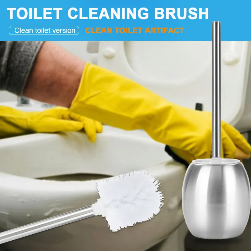 WC Brush Holder Ellipse Shape Hotel Toilet Set Cleaning Stainless Steel Antibacterial Home Decor | Дом и сад